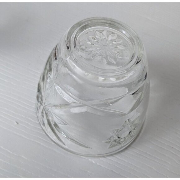 Vintage Pressed Glass Lidded Sugar and Creamer Set Star Pattern 3-1/2" - Picture 9 of 13